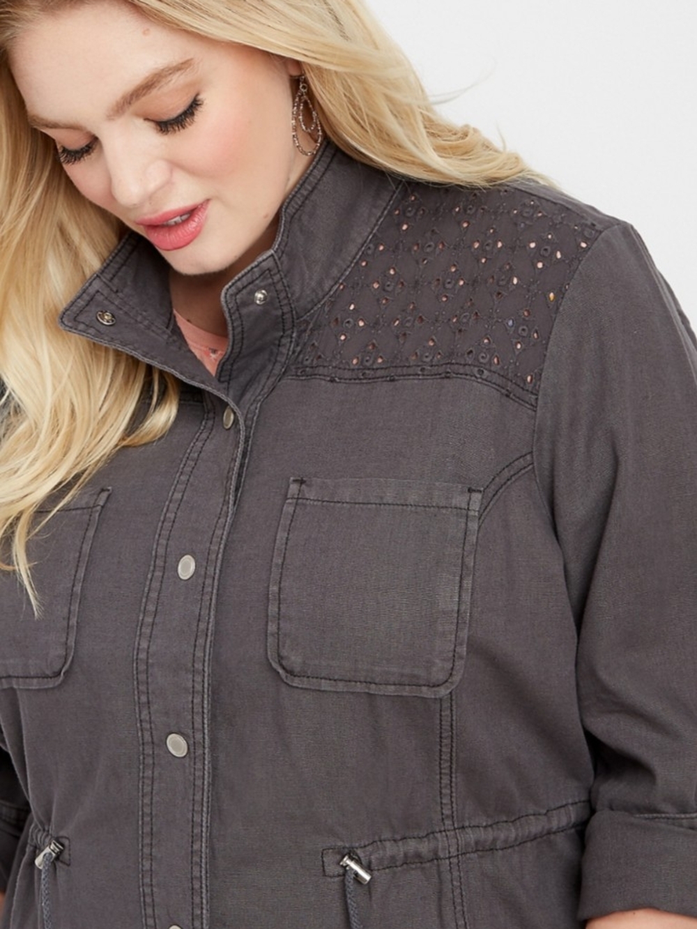 Maurices Charcoal Embroidered Utility Jacket